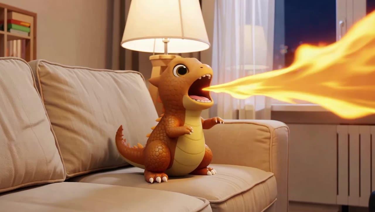 The tiny dragon: a frame from the AI video this prompt made