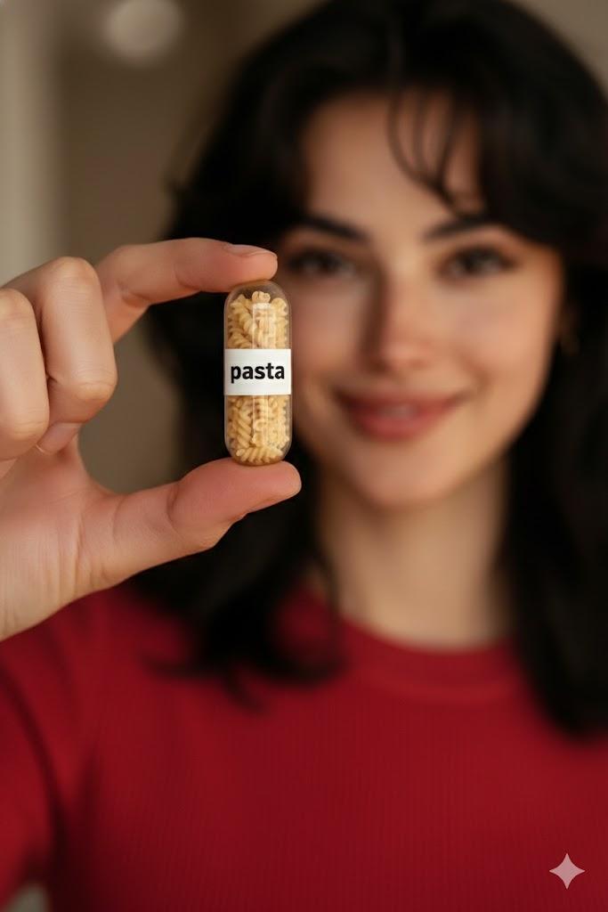 Tiny Capsule से Instant Pasta 🍝 | Ultra-Realistic Transformation | Turkish Girl ASMR Bite 😍 – AI-generated video on AITube