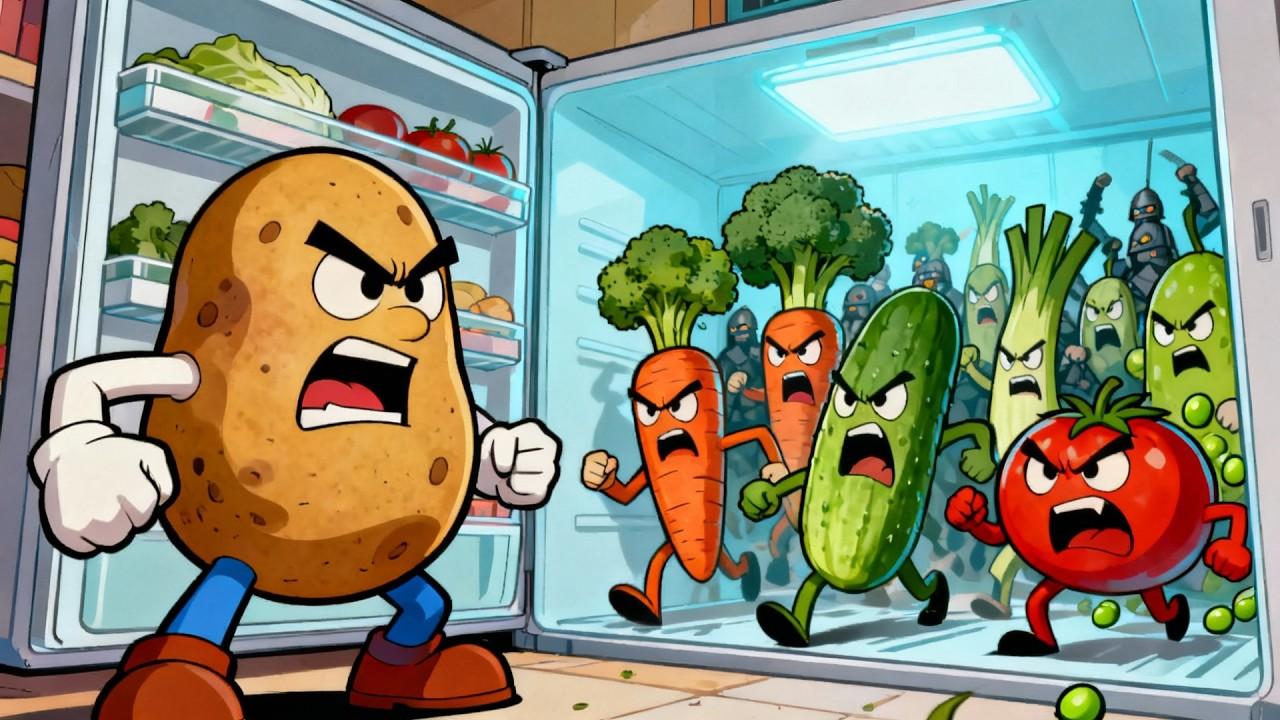 Potato Man vs The Veggie Army - The Great Food Fight | Comedy Story Animation
