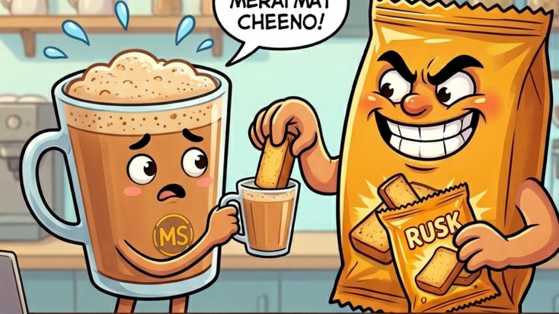 When Chai Met Rusk: The Ultimate Love Story! 💖 | Funny Food Animation #msfoodie #chai #foodhacks