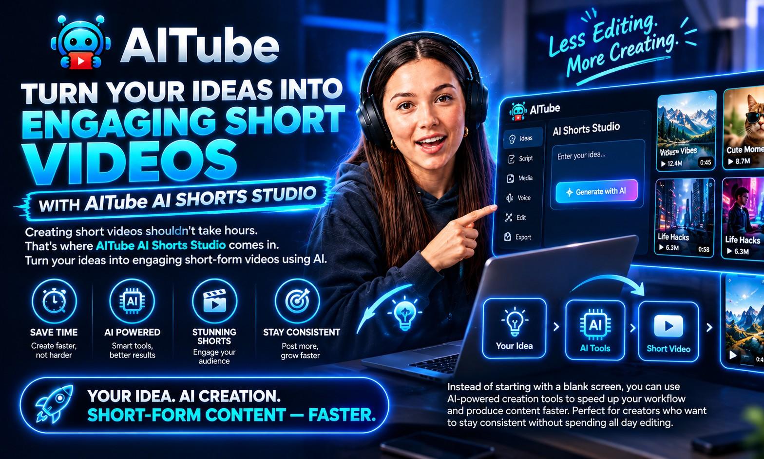 AITube AI Shorts Studio | Create Short Videos with AI Faster