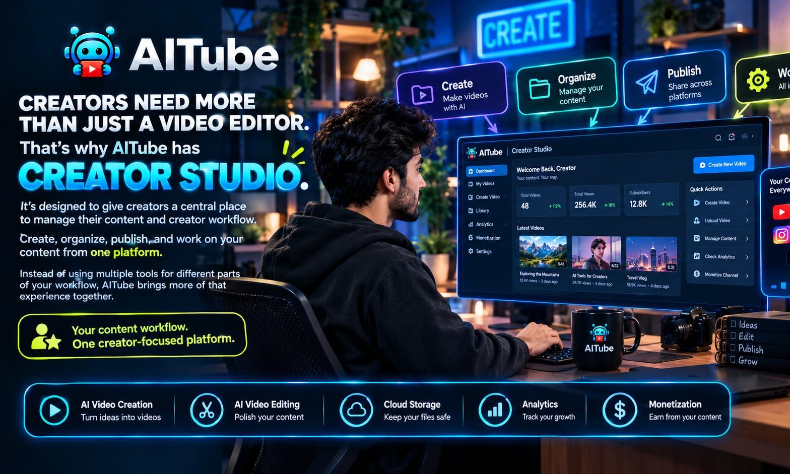 AITube Creator Studio | Manage, Create & Publish Content With AI – AI-generated video on AITube