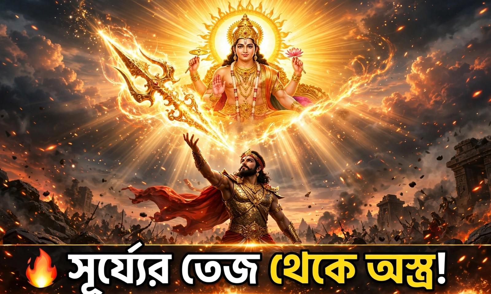 🎙️ সূর্যদেবের তেজ থেকে কীভাবে তৈরি হলো ঐশ্বরিক অস্ত্র?  একদিকে সূর্যদেবের অসীম তেজ, যা সহ্য করা ছিল – AI-generated video on AITube